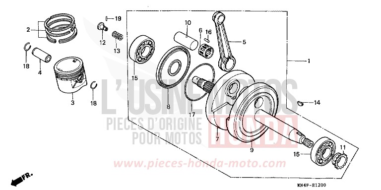 KURBELWELLE/KOLBEN von XR100R FIGHTING RED (R134) von 2001