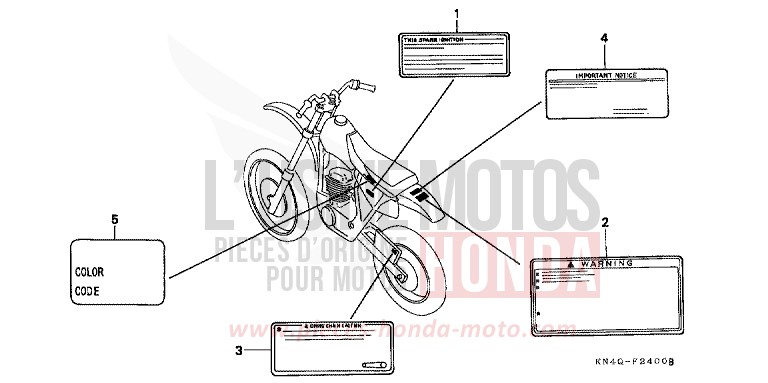 WARNETIKETT von XR100R SHASTA WHITE (NH138) von 1997