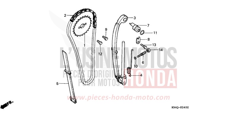 NOCKENWELLENKETTE/SPANNVORRICHTUNG von XR100R SHASTA WHITE (NH138) von 1998