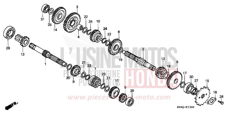 GETRIEBE von XR100R SHASTA WHITE (NH138) von 1998