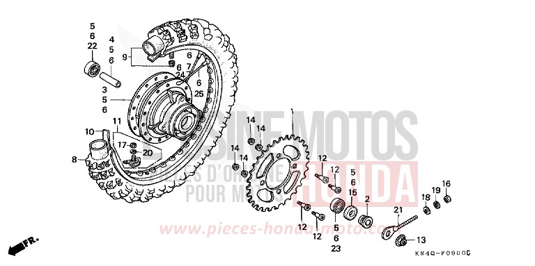 HINTERRAD von XR100R SHASTA WHITE (NH138) von 1998