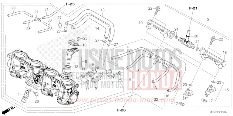 DROSSELKLAPPENGEHAEUSE von CBR650R GRAND PRIX RED (R380) von 2024