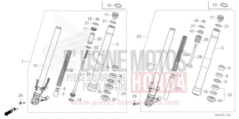 GABEL, VORNE von CB650R CANDY CHROMOSPHERE RED (R381) von 2025