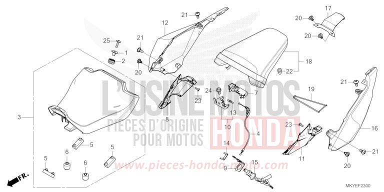 SITZ/WINDLAUF, HINTEN von CB650R MAT GUNPOWDER BLACK METALLIC (NH436) von 2025