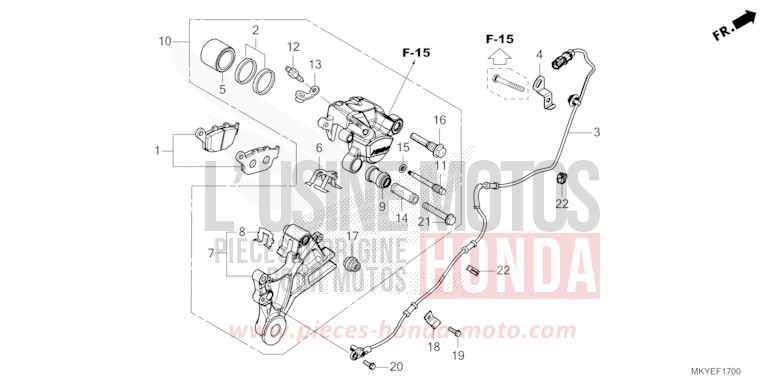 HINTERRAD-BREMSSATTEL von CB650R PEARL SMOKY GRAY (NHC53) von 2025