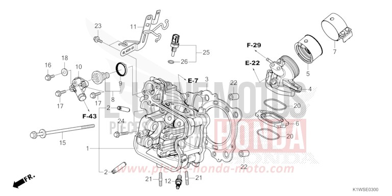 ZYLINDERKOPF von SH350i MAT LUSENT SILVER METALLIC (NHC09) von 2025