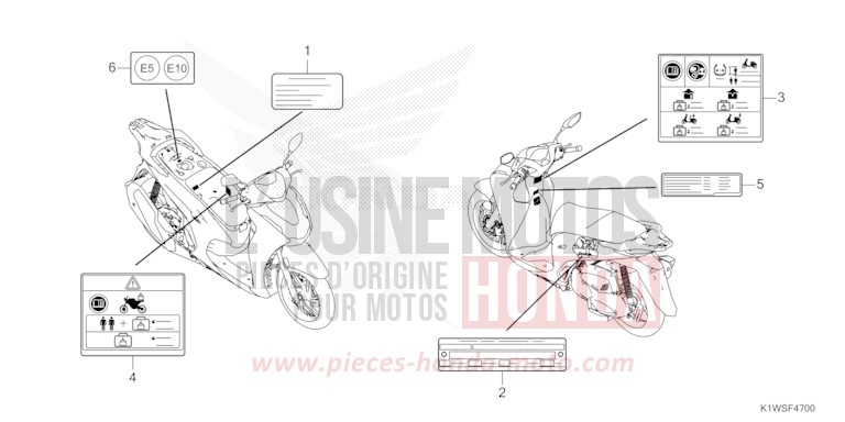 WARNETIKETT von SH350i MAT LUSENT SILVER METALLIC (NHC09) von 2025