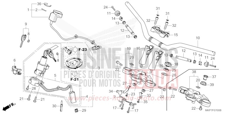 ROHRGRIFF/OBERE BRUECKE von CB500X GRAND PRIX RED (R380) von 2023