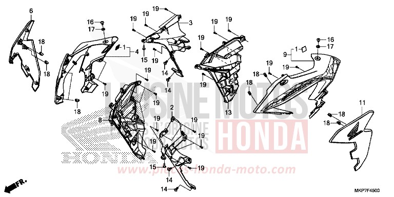 MITTLERER WINDLAUF von CB500X GRAND PRIX RED (R380) von 2023