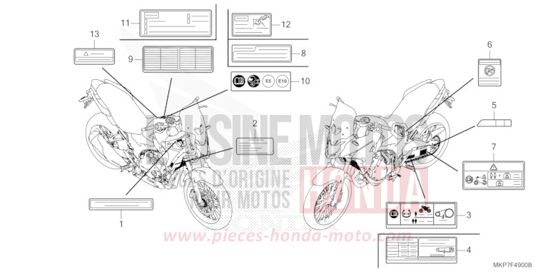 WARNETIKETT von CB500X GRAND PRIX RED (R380) von 2023