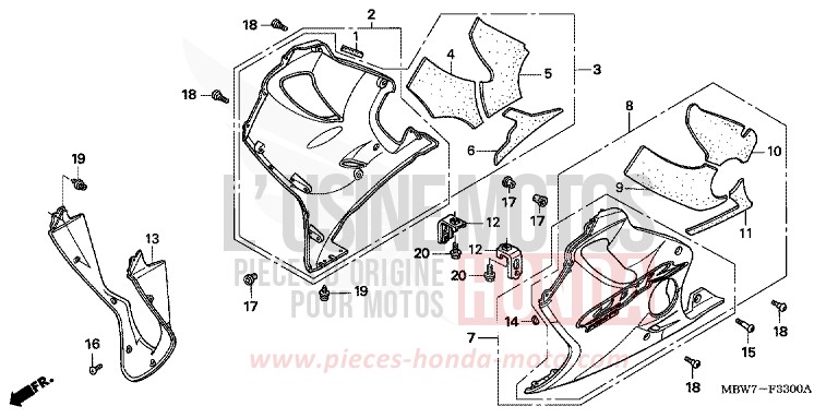 UNTERER WINDLAUF von CBR600F DEGITAL SILVER METALLIC (NHA30) von 2006