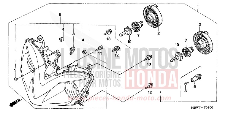 SCHEINWERFER von CBR600F ITALIAN RED (R157) von 2006
