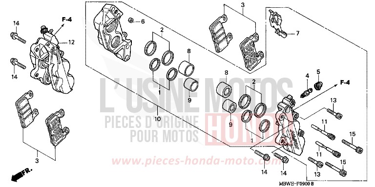 VORDERRAD-BREMSSATTEL von CBR600F ITALIAN RED (R157) von 2006