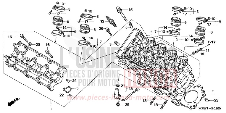 ZYLINDERKOPF von CBR600F IRON NAIL SILVER METALLIC-U (NH167) von 2005