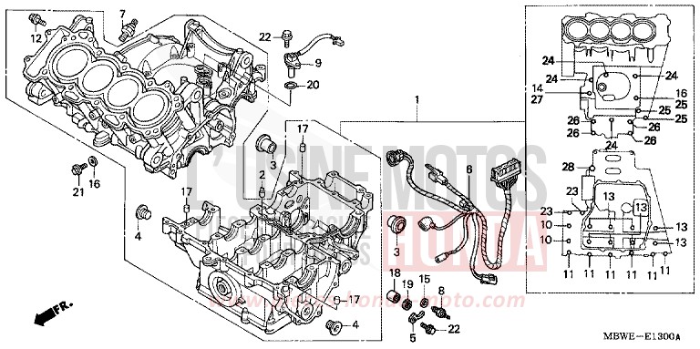 KURBELGEHAEUSE von CBR600F IRON NAIL SILVER METALLIC-U (NH167) von 2005
