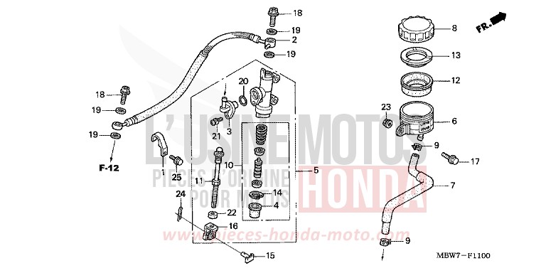 HAUPTBREMSZYLINDER, HINTEN von CBR600F ITALIAN RED (R157) von 2005