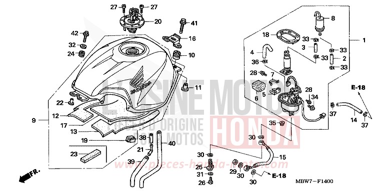 KRAFTSTOFFTANK von CBR600F ITALIAN RED (R157) von 2005