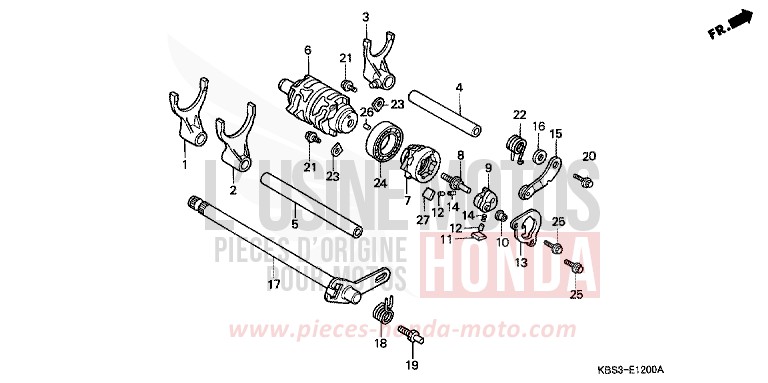 SCHALTTROMMEL/SCHALTGABEL von NSR125R BLACK (NH1D) von 2000