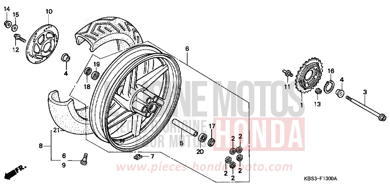 HINTERRAD von NSR125R MOODY BLUE METALLIC (PB296K) von 2000