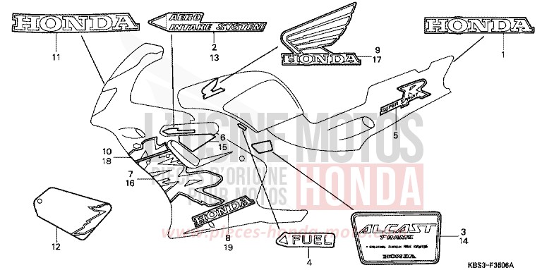 MARKE (6) von NSR125R MOODY BLUE METALLIC (PB296K) von 2000