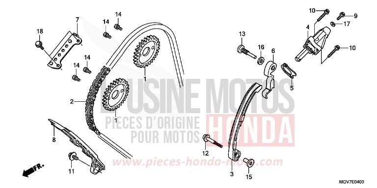 NOCKENWELLENKETTE/SPANNVORRICHTUNG von CBR600F PEARL COOL WHITE (NHA16K) von 2012