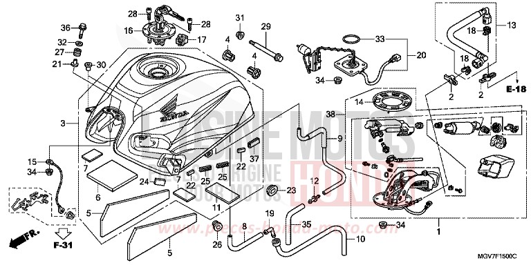 KRAFTSTOFFTANK von CBR600F PEARL COOL WHITE (NHA16K) von 2012
