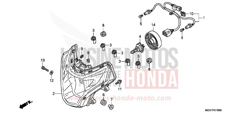 SCHEINWERFER von CBR600F PEARL COOL WHITE (NHA16) von 2012
