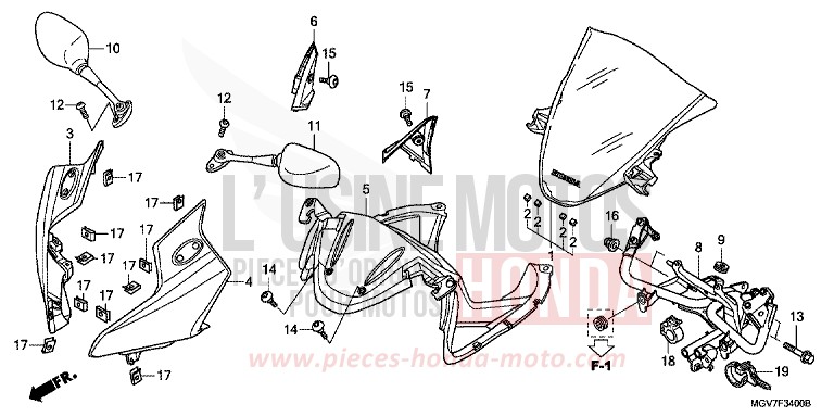 OBERER WINDLAUF von CBR600F PEARL COOL WHITE (NHA16) von 2012