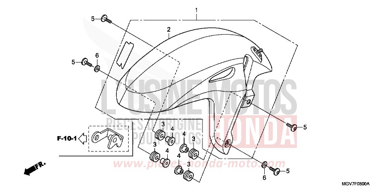 KOTFLUEGEL, VORNE von CBR600F PEARL COOL WHITE (NHA16K) von 2011