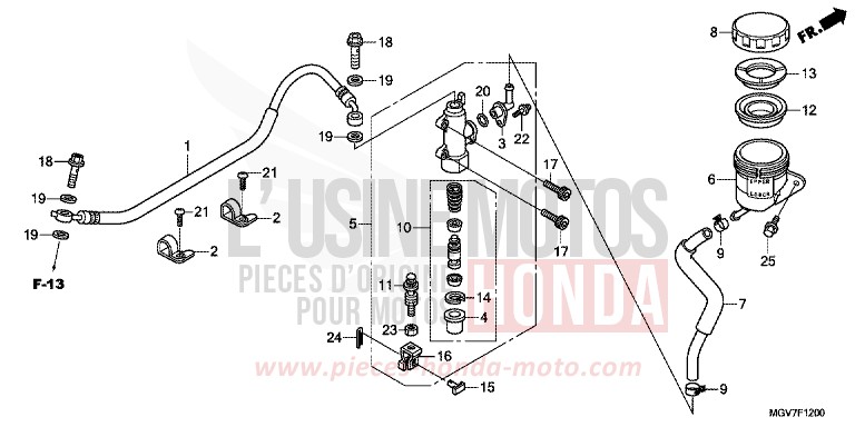 HAUPTBREMSZYLINDER, HINTEN (CBR600F) von CBR600F PEARL COOL WHITE (NHA16K) von 2011
