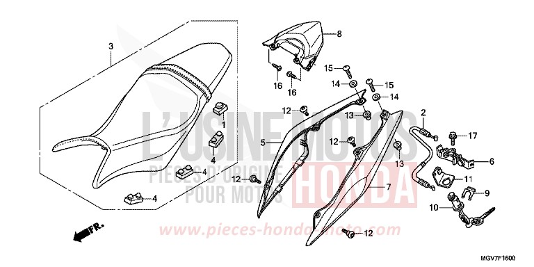 SITZ/WINDLAUF, HINTEN von CBR600F PEARL NIGHTSTAR BLACK (NHA84) von 2011