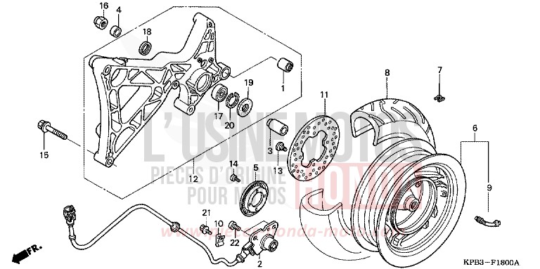 HINTERRAD von JAZZ LAPIS BLUE METALLIIC (PB257) von 2001