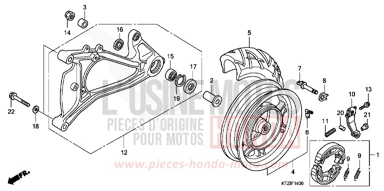 HINTERRAD/SCHWINGE von PS125i PEARL COOL WHITE (NHA16) von 2009
