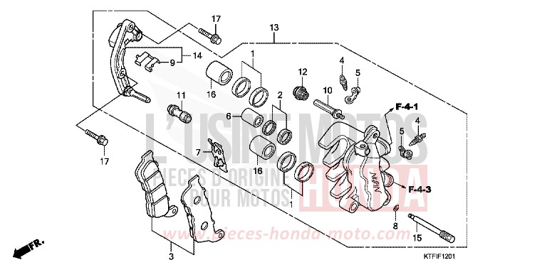 VORDERRAD-BREMSSATTEL (SH125/R/150/R) von SH150i MAT CYNOS GRAY METALLIC (NH312) von 2010