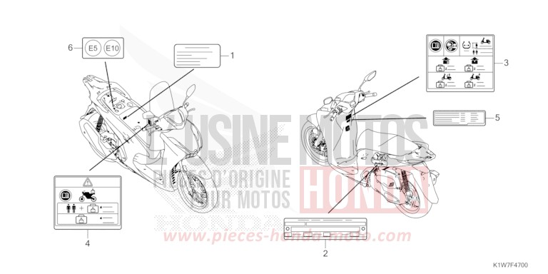 WARNETIKETT von SH350i MAT TECHNO SILVER METALLIC (NHB18) von 2024