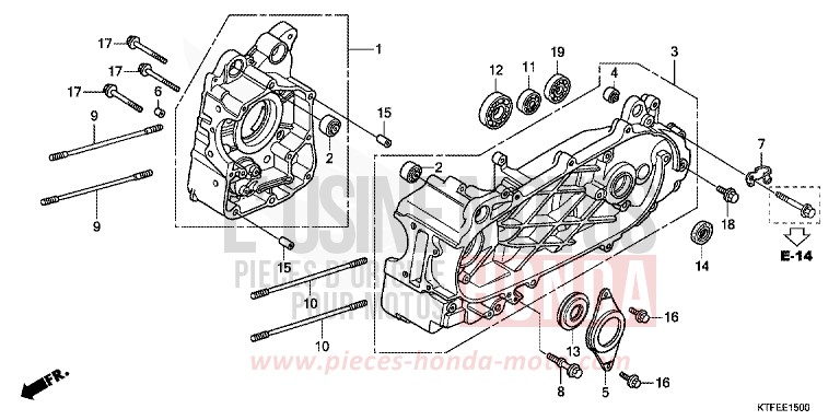 KURBELGEHAEUSE von SH150i PEARL SIENA RED (R320) von 2012