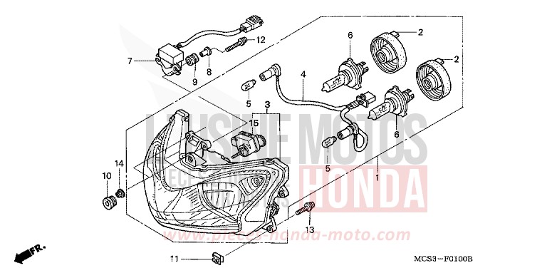 SCHEINWERFER von ST1300 CANDY AMBASSADOR RED (R275) von 2002