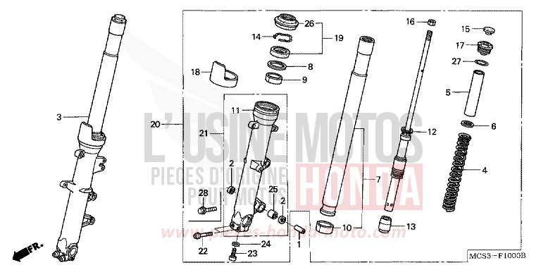 GABEL, VORNE von ST1300 CANDY AMBASSADOR RED (R275) von 2002