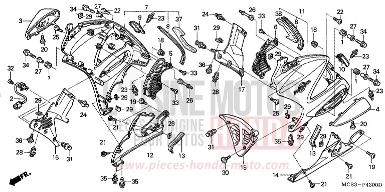 UNTERER WINDLAUF von ST1300 SHASTA WHITE (NH138) von 2006