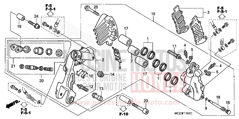 BREMSSATTEL, L. VORNE von ST1300 ACHILLES BLACK METALLIC-U (NH124) von 2006