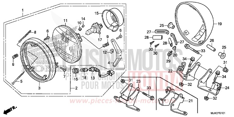 SCHEINWERFER (VT750C2B/C2S/S-ED,2ED,U) von Shadow TITANIUM BLADE METALLIC (YR316) von 2014