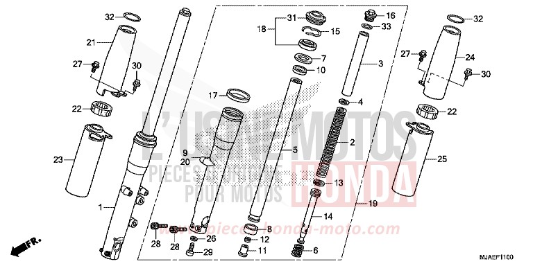 GABEL, VORNE (VT750CS/C2B/C) von Shadow TITANIUM BLADE METALLIC (YR316) von 2014