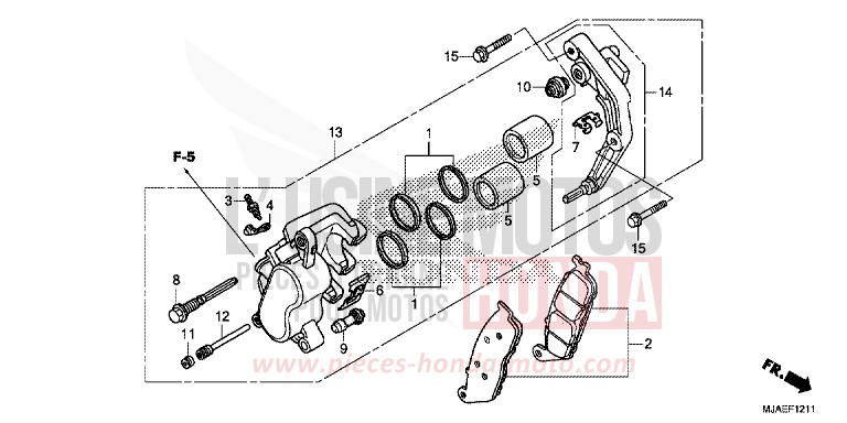 VORDERRAD-BREMSSATTEL (VT750C2B/C) von Shadow TITANIUM BLADE METALLIC (YR316) von 2014