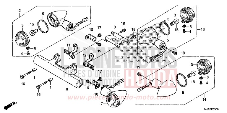 BLINKER (VT750CS/C2B/C) von Shadow TITANIUM BLADE METALLIC (YR316) von 2014