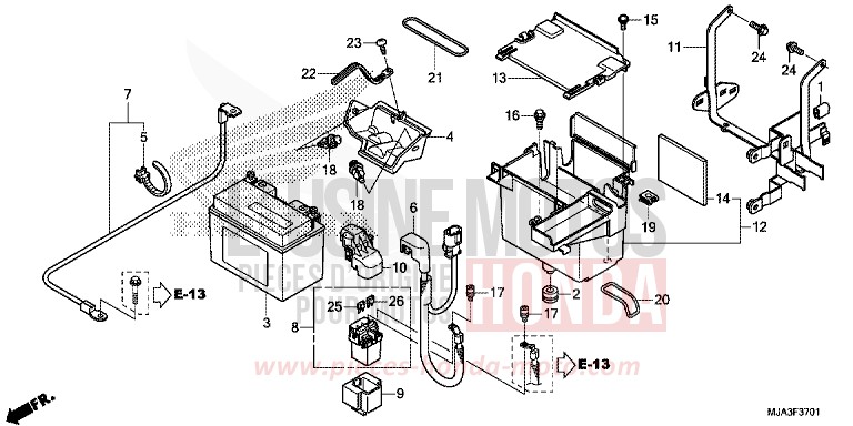 BATTERIE (VT750C2S/CS) von Shadow GLINT WAVE BLUE METALLIC (B197) von 2013