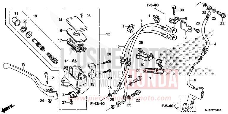 HAUPTBREMSZYLINDER, VORNE ZYLINDER (VT750CS) von Shadow INDY GRAY METALLIC (NH431) von 2014