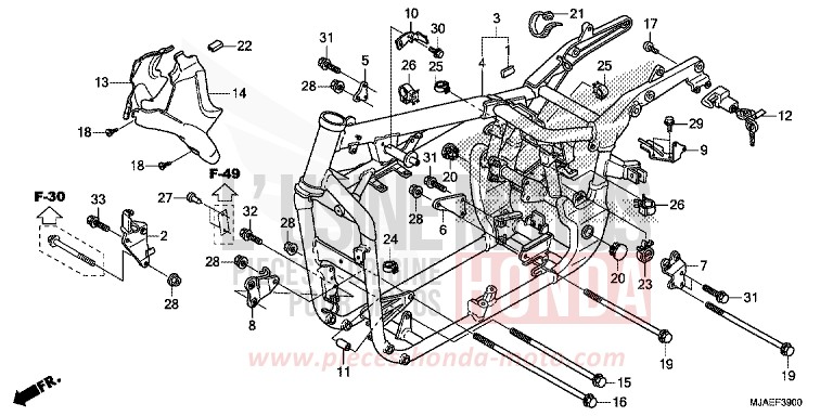 RAHMENKOERPER (VT750CS/C2B/C2S/C) von Shadow INDY GRAY METALLIC (NH431) von 2014
