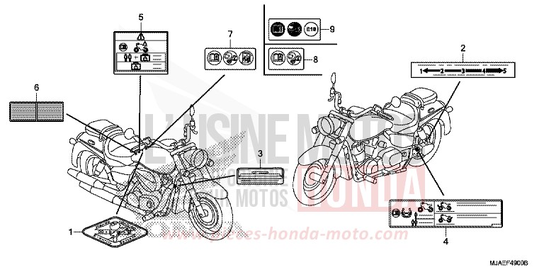 WARNETIKETT (VT750CS/C2B/C2S/C) von Shadow INDY GRAY METALLIC (NH431) von 2014