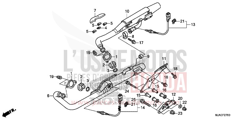 ABGAS-SCHALLDAEMPFER (VT750CS/C2B/C2S/C) von Shadow GRAPHITE BLACK (NHB01) von 2014