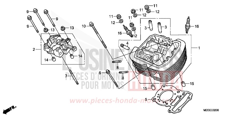 V. ZYLINDERKOPF von Shadow HEAVY GRAY METALLIC-U (NH194TB) von 2010